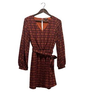 Express Orange and Black Long Sleeve Dress
